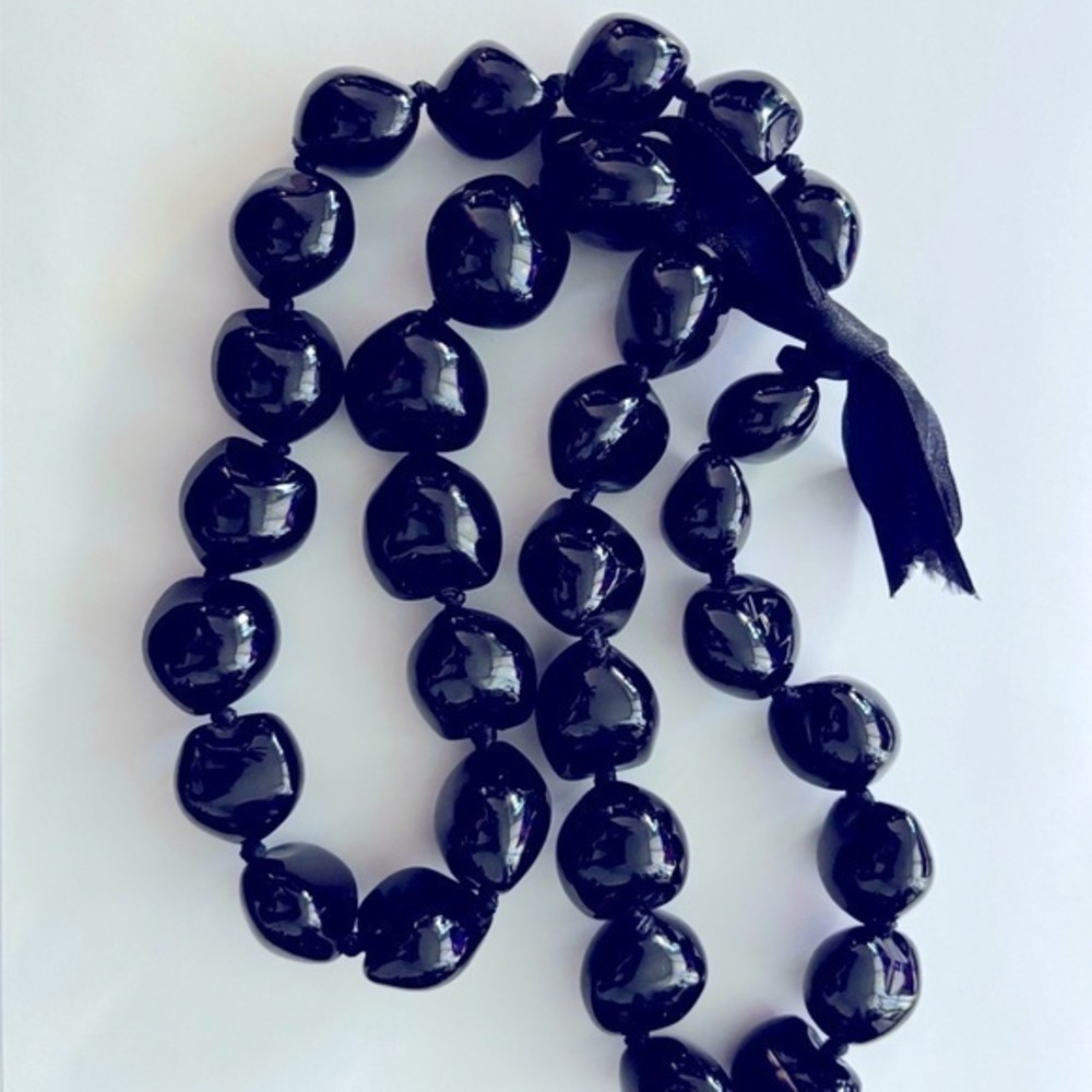 Chunky Black Large Beaded Necklace, NWT